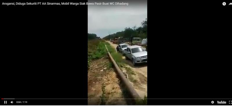 Heboh, Video Arogansi Diduga Sekuriti PT AA Sinarmas, Mobil Warga Siak Bawa Pasir Buat WC Dihadang