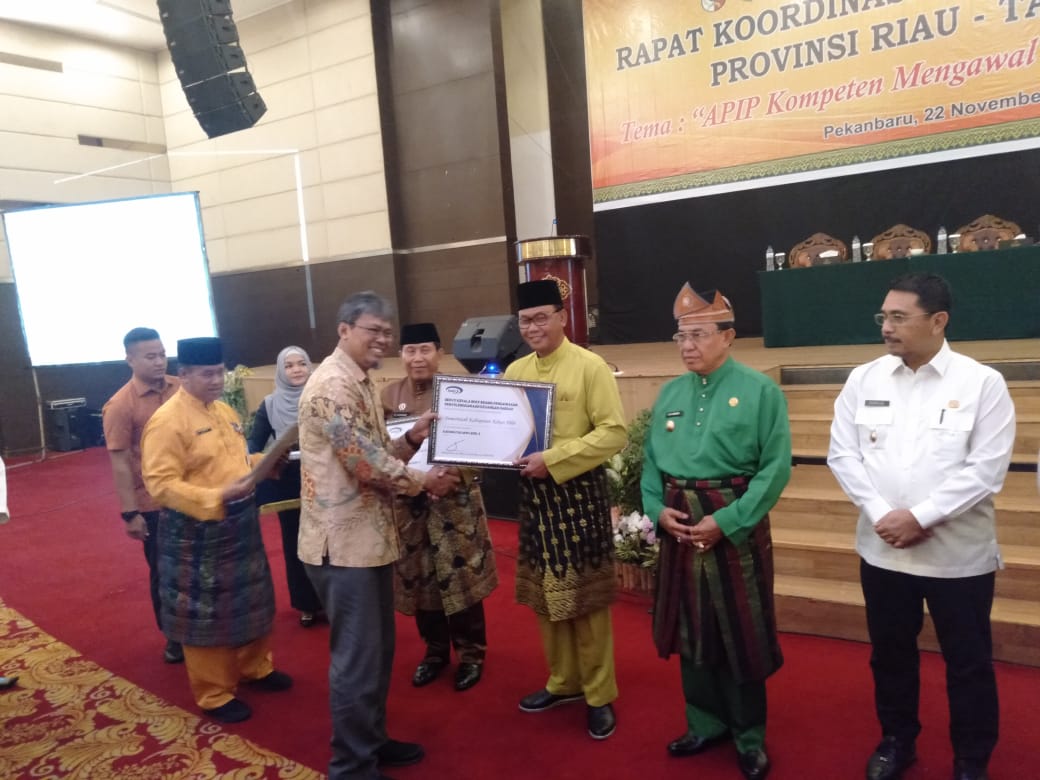 Pemkab Rohil Terima Penghargaan Prestasi Kapabilitas APIP Level 3  Se Riau