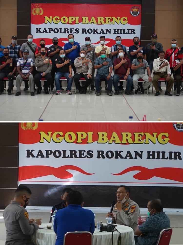 Ngopi Bareng Bersama Wartawan, Kapolres Rohil Rangkul Media Promosikan Kegiatan Polisi.