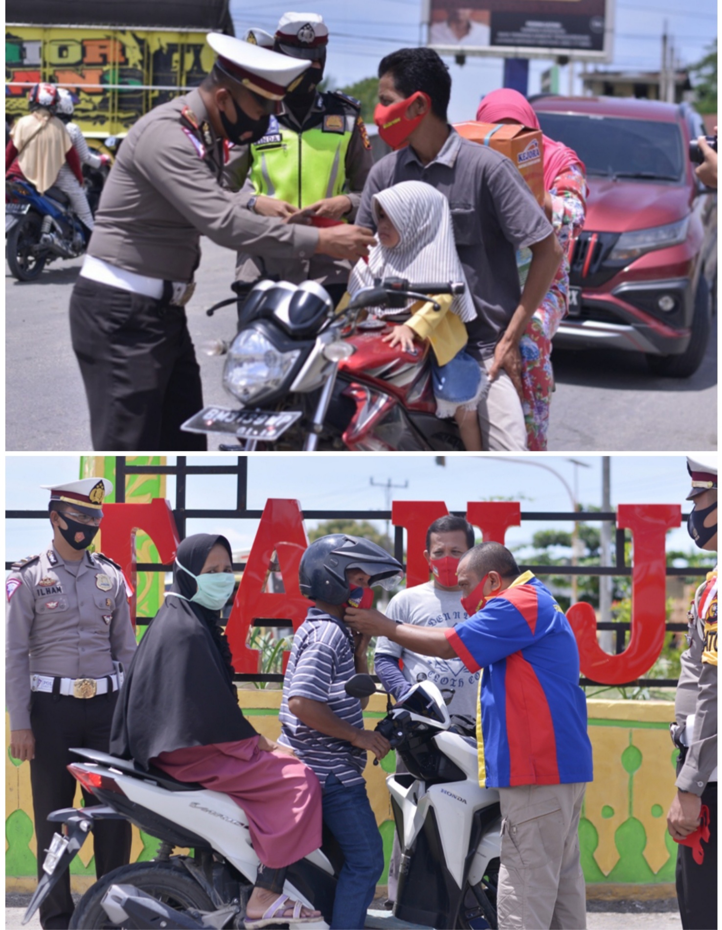 Cegah Covid-19, Satlantas Polres Rohil Bersama Wartawan Bagikan Masker Gratis