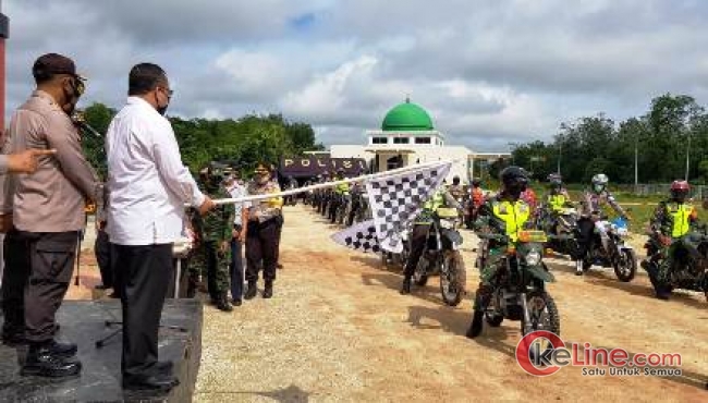 Bupati Irwan Lepas Penyaluran Bansos Covid-19 Polres Meranti