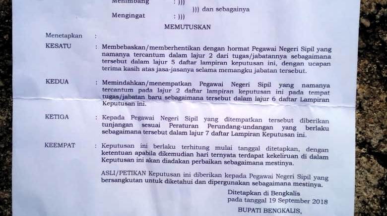 Dapat Surat Kepala BKPP Bengkalis Kepsek SD Bantan Nyaris Pingsan