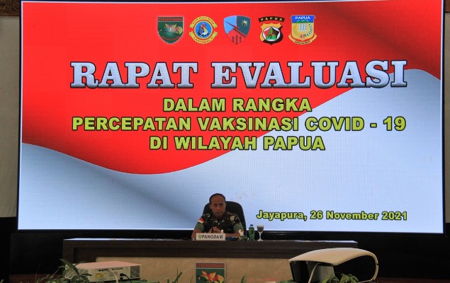 Rapat Evaluasi Percepatan Vaksinasi Covid-19 Di Gelar Kodam XVII/Cenderawasih