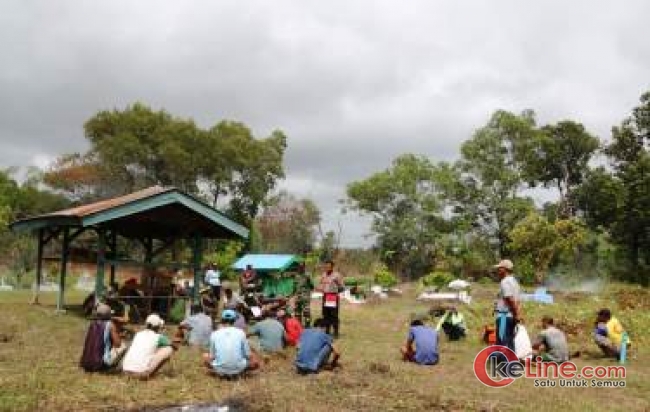 Satgas Pamtas RI-PNG Yonif 411 Kostrad Goro di TPU Kampung Sota