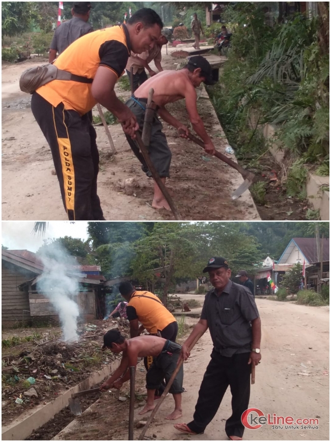 Menyambut HUT ke 75, Polsek Bandar Pulau Laksanakan Gotong Royong