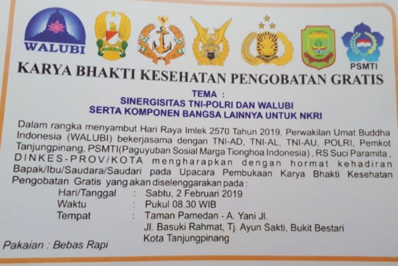 Pengobatan Gratis, Walubi di Kepri Siap Tampung 3000 Pasien Per Hari