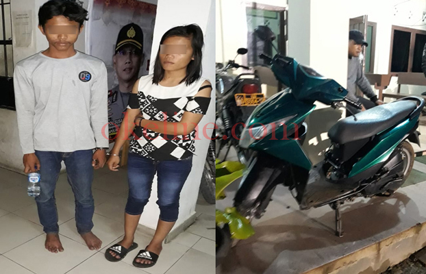 Kibuli dan Rampas Sepeda Motor Teman, Sepasang Remaja Ini Jadi Penghuni Sel Mapolsek Payung Sekaki