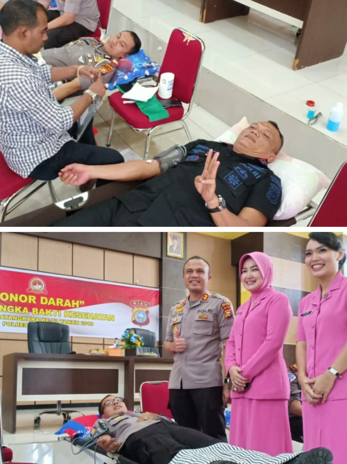 Sambut HUT Bhayangkari  Ke - 73, Jajaran Polres Rohil Gelar Bhakti Sosial Donor Darah 