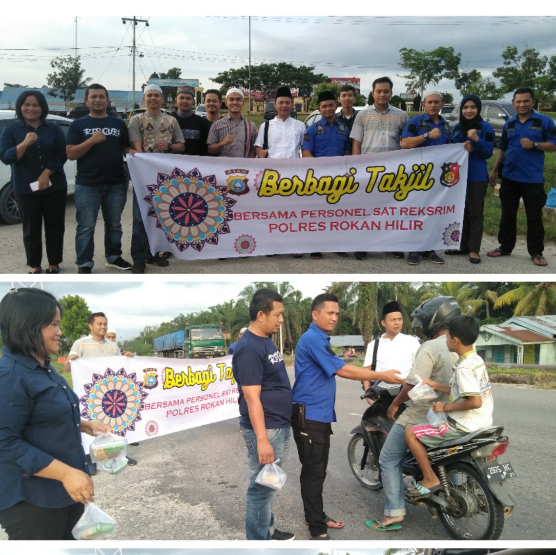 Jajaran Satreskrim Polres Rohil,Bagi Bagi Takjil Kepada Pengendara Jalan Raya