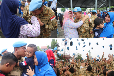 Prajurit Satgas MTF TNI Konga XXVIII Tiba Dermaga Madura