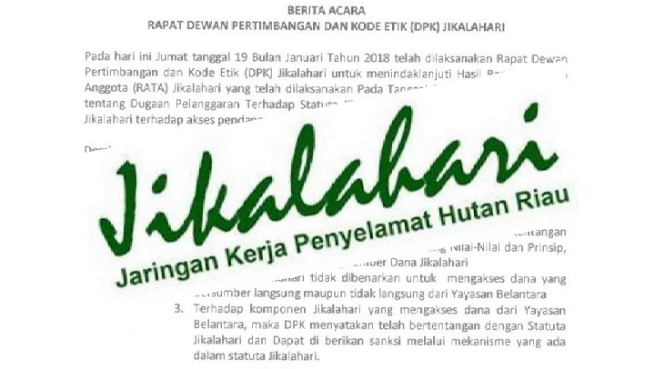 Jikalahari Larang Anggota Ajukan Dana Kegiatan ke Yayasan Belantara