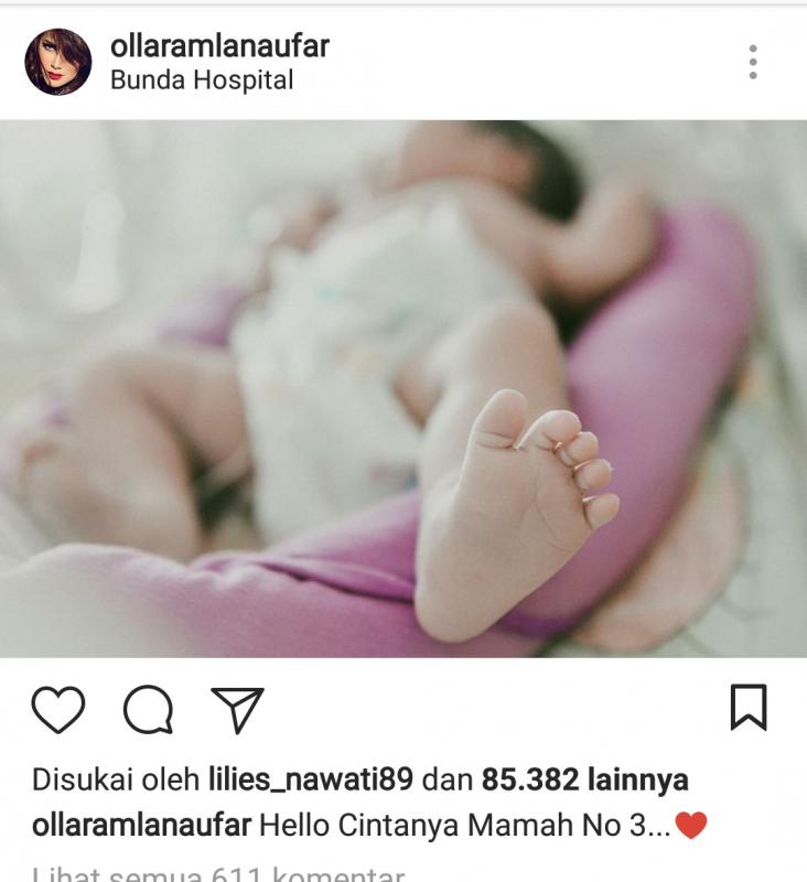 Melahirkan Anak Ketiga Olla Ramlan Belum Siapkan Nama