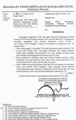 TP4D Kejati Babel Bantah Tudingan Pihak Hambat Proses Pencairan Dana Proyek PSU 1 Selingsing Beltim