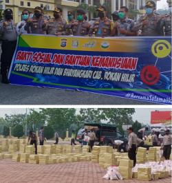 Polres Rohil Salurkan 2000 Paket Sembako Bagi Warga Terdampak Covid - 19